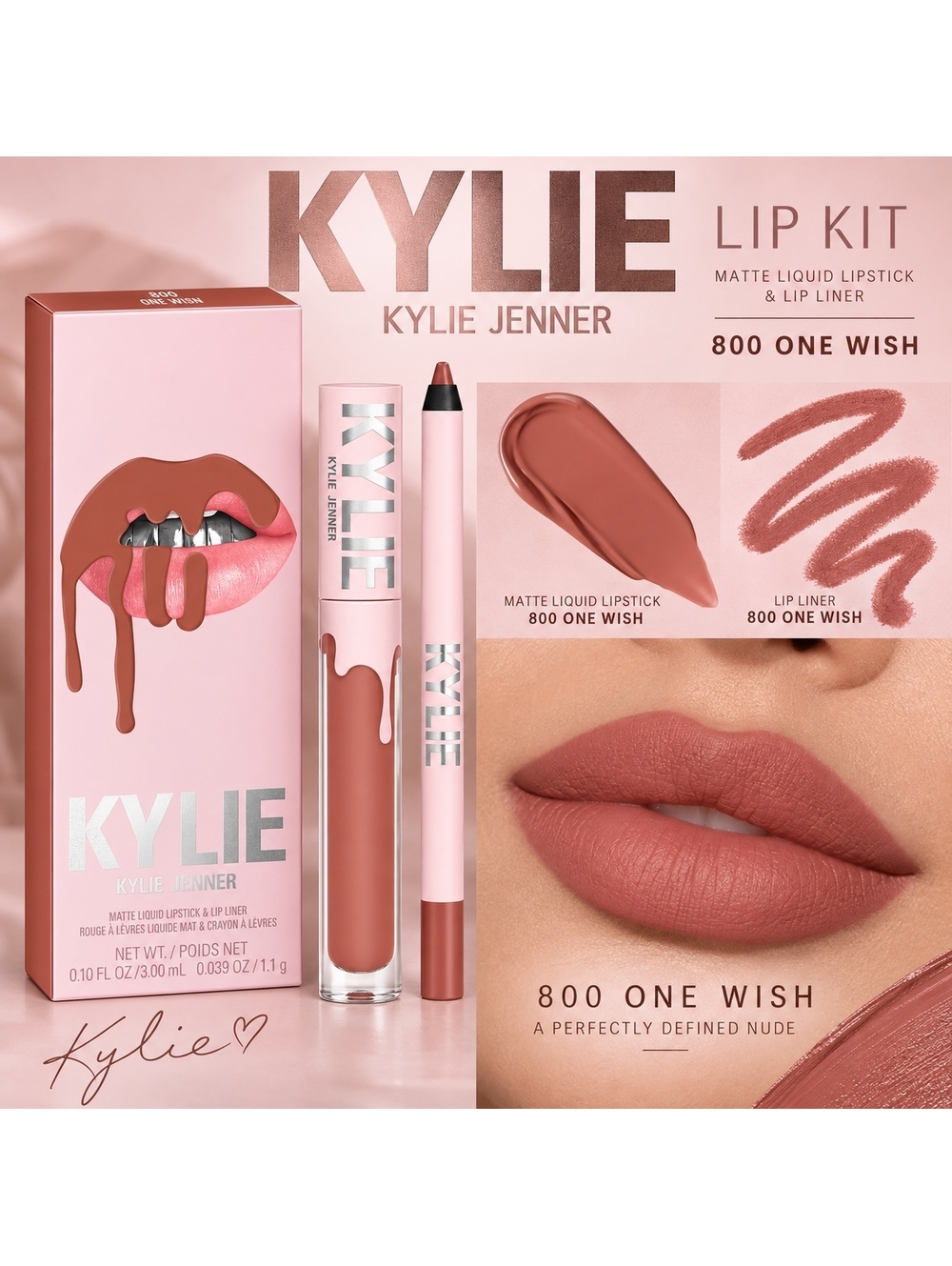 Kylie Cosmetics - Kylie Lip Kit - Matte Liquid Lipstick & Liner - 800 One Wish